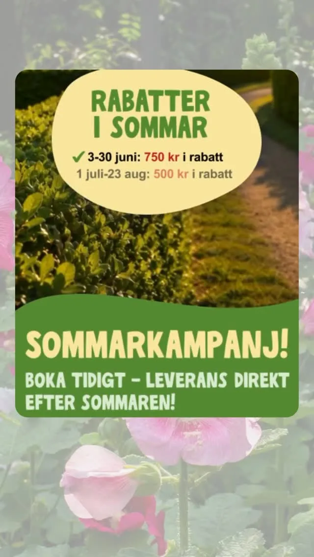 🌿☀️ SOMMARKAMPANJ ☀️🌿Planerar du ny häck till hösten? Då kan du boka den redan nu!✅ 3–30 juni: 750 kr i rabatt
✅ 1 juli–23 augusti: 500 kr i rabattGenom att boka under sommaren säkrar du din leverans direkt efter sommaren – perfekt tid för plantering när värmen börjar avta och etableringen blir enklare.Vi erbjuder kvalitetsplantor, hemleverans och rådgivning hela vägen till en tät och fin häck.👉🏻häckspecialisten.se#Häckspecialisten #Sommarkampanj #Häck #planterahäck #trädgårdsinspo